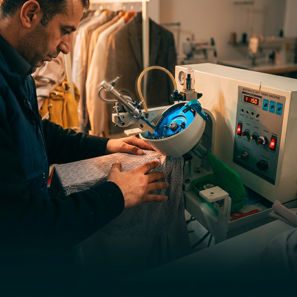 Hot fixing machine applying embellishments