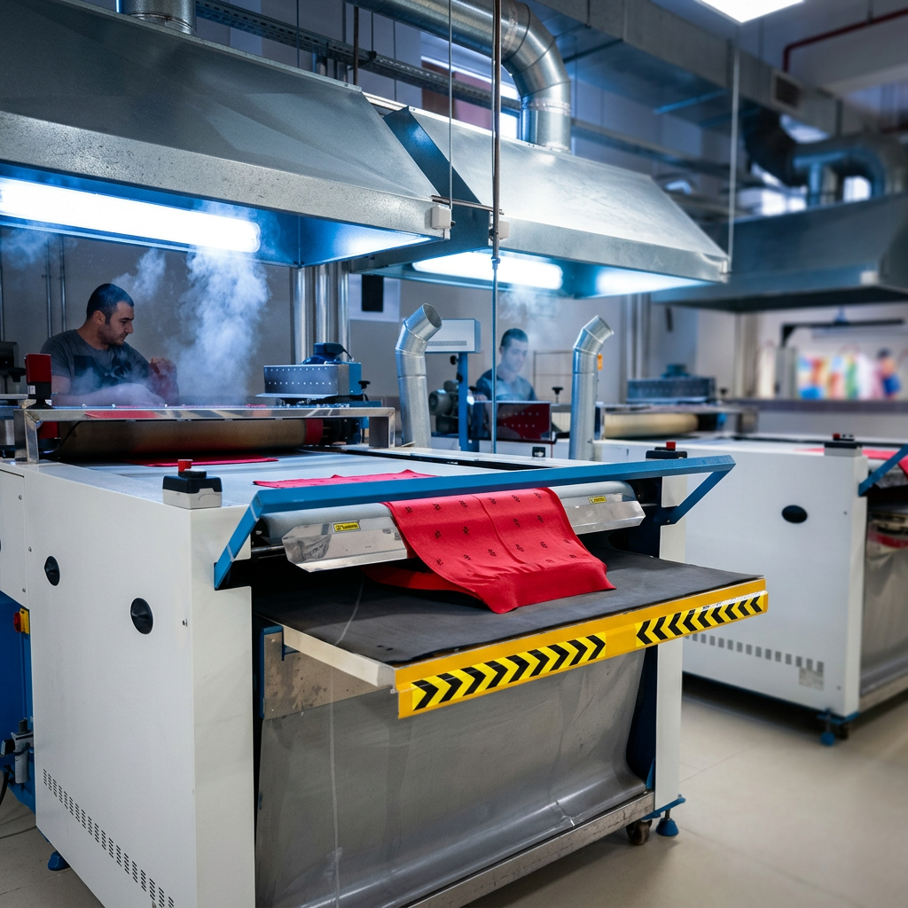 Heat press and finishing line